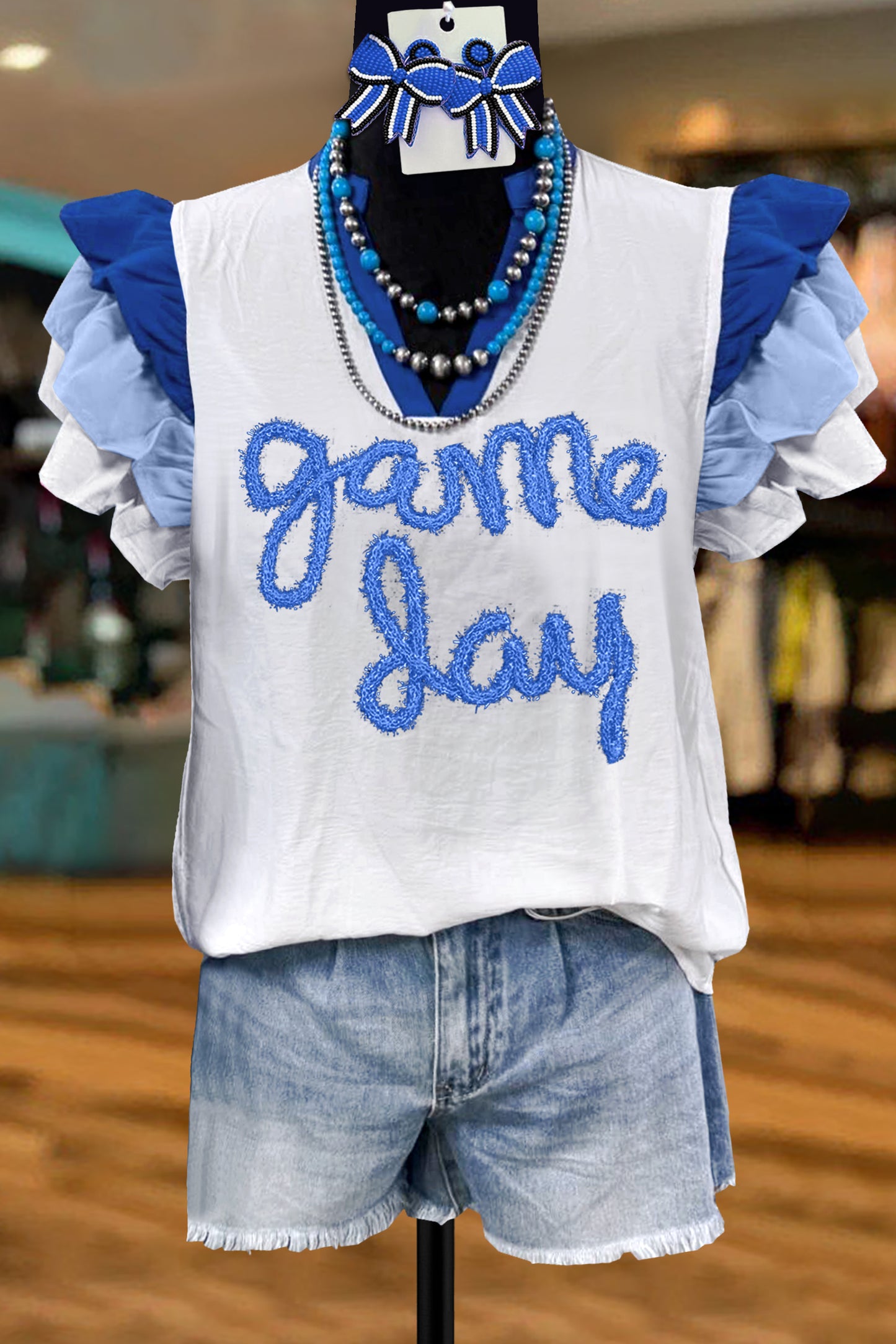 Classic Gameday Letter Flying Sleeve Top