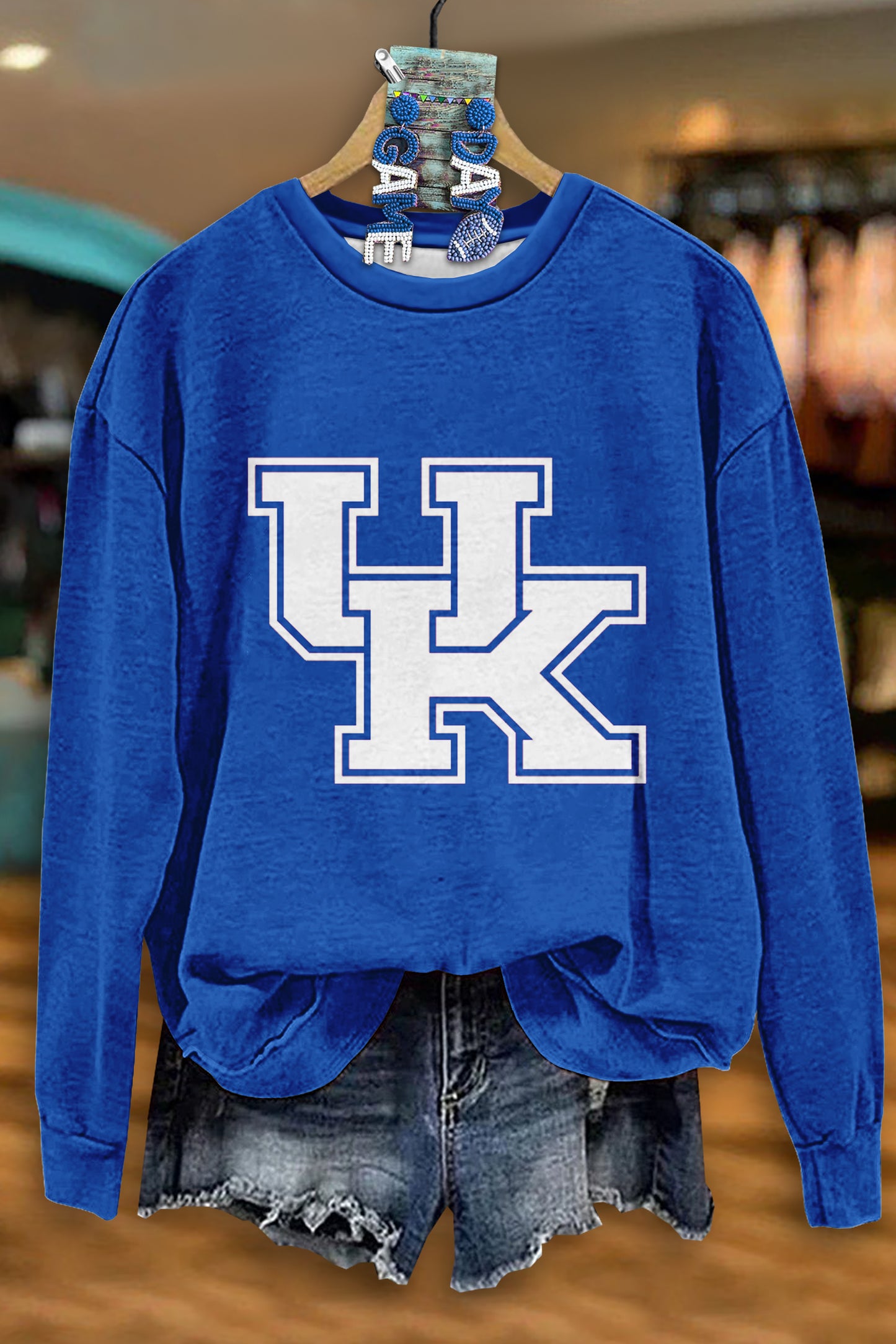 Casual Kentucky Wildcats Print Long Sleeve Top