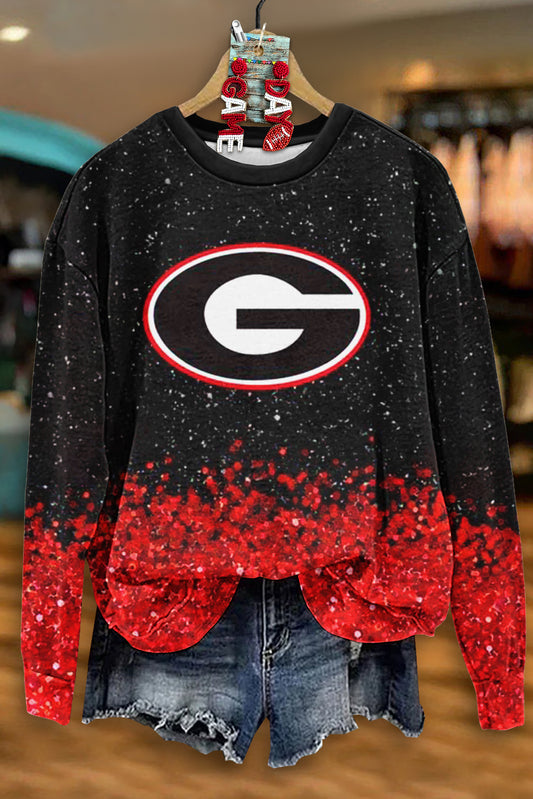 Casual Georgia Print Long Sleeve Top