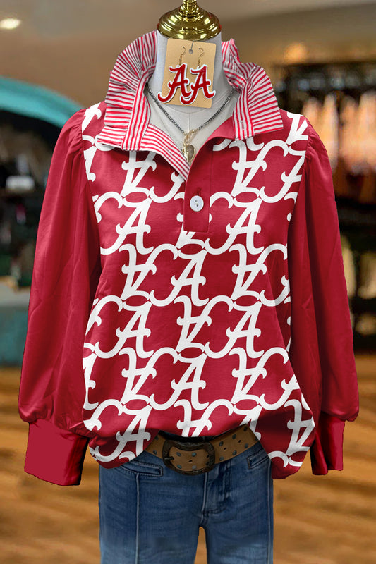 Classic Alabama Print Stand Collar Top