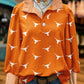 Classic Texas Longhorns Print Stand Collar Top