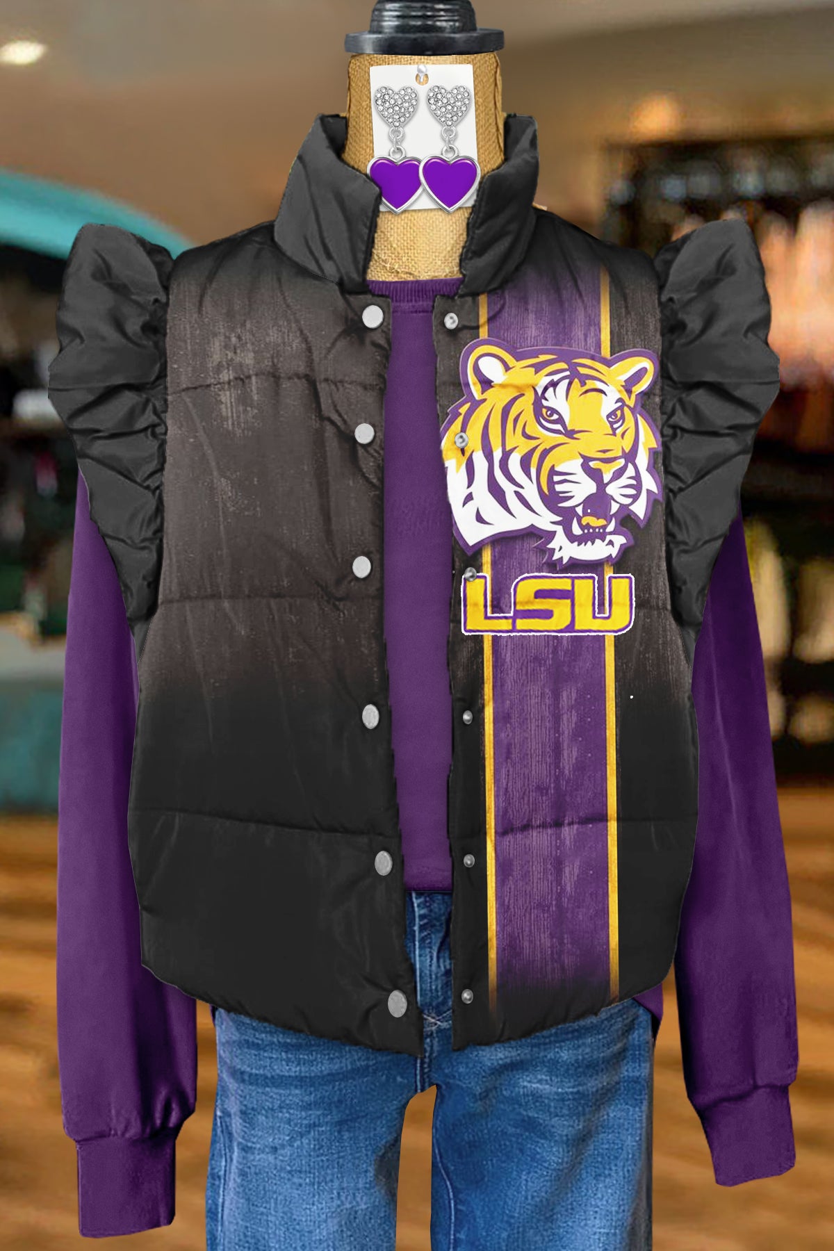 Classic LSU Tigers Print Fly Sleeve Vest