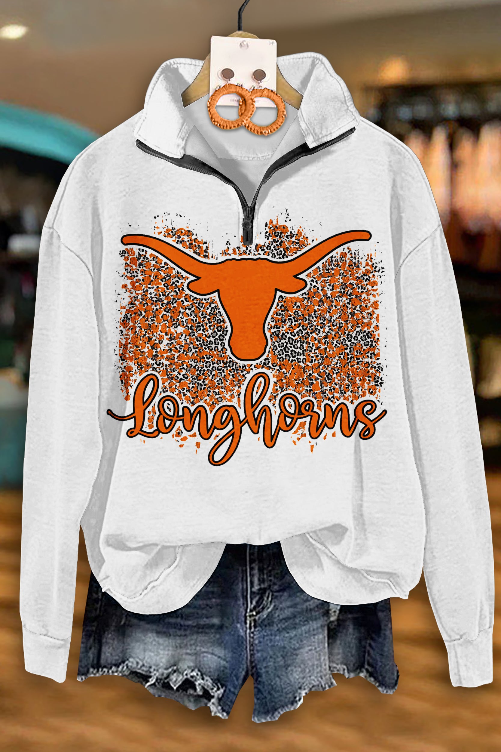 Texas Longhorns Print Zip-Up Top