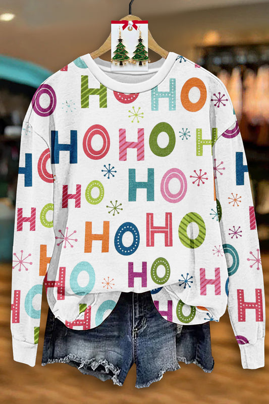 Casual Christmas Print Long Sleeve Top