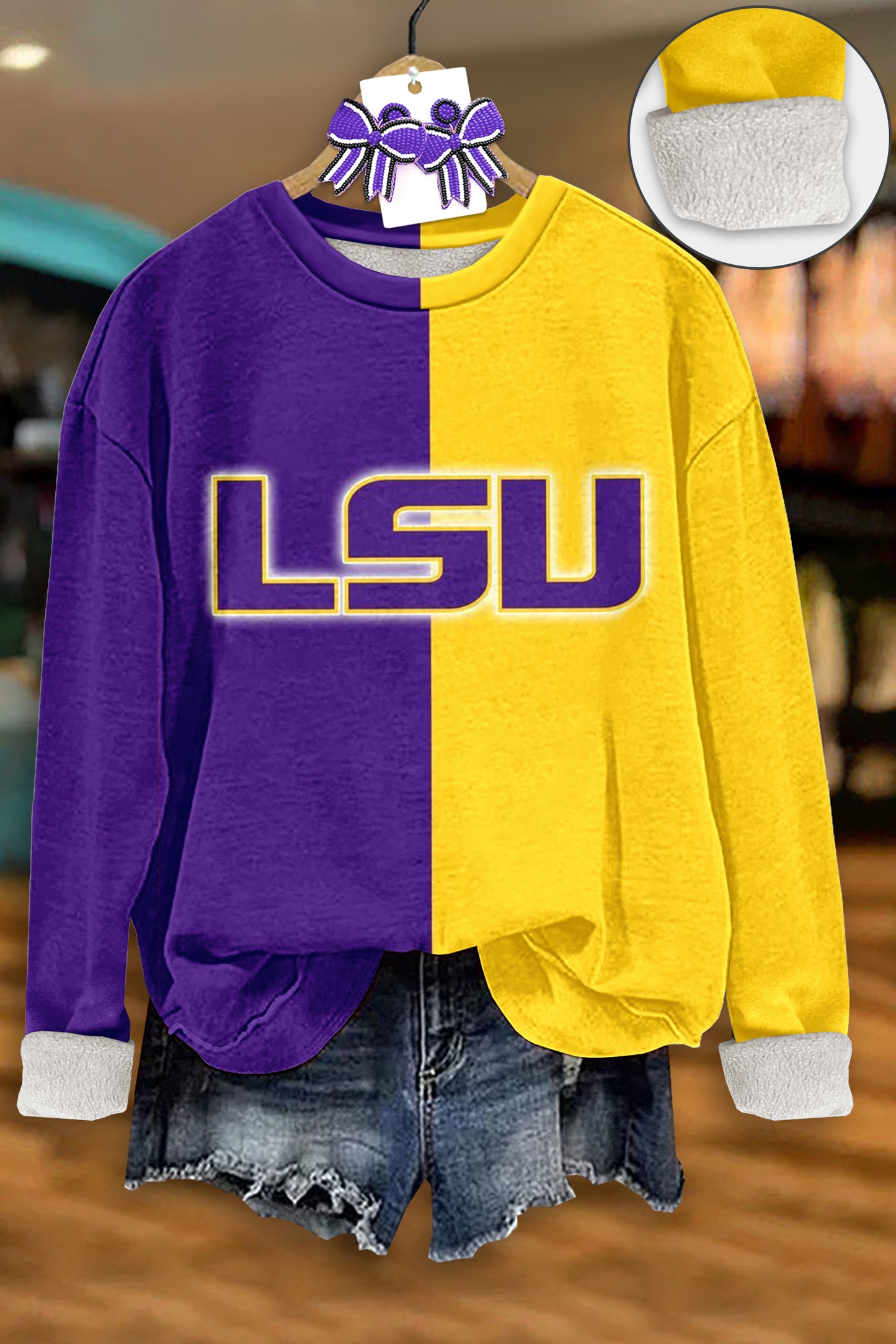 LSU Tigers Print Thick Fleece Sweatshirt