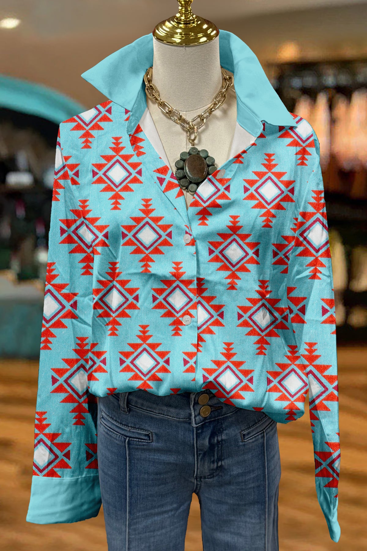 Fresh Western Print Long Sleeve Shirt