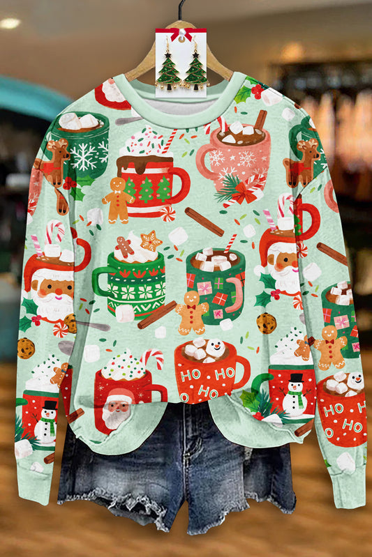 Cute Christmas Print Long Sleeve Top