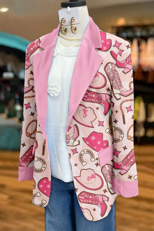 Sweet Western Print Long Sleeve Blazer