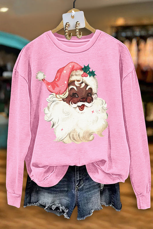 Sweet Christmas Santa Print Sweatshirt