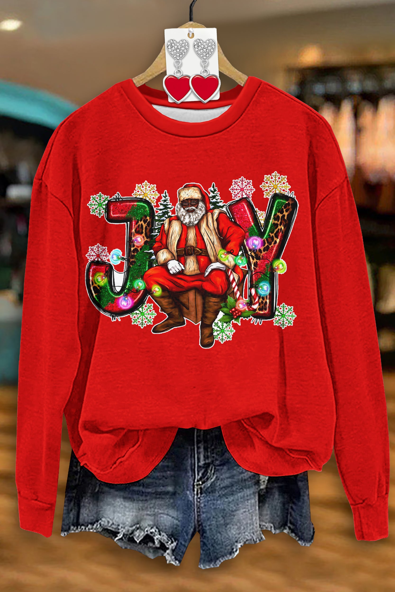 Classic Christmas Joy Print Sweatshirt