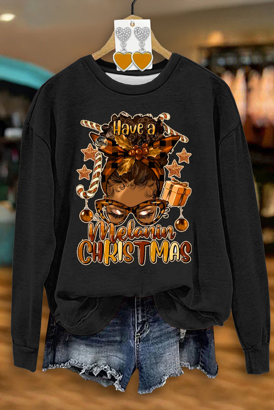 Casual Christmas Print Sweatshirt