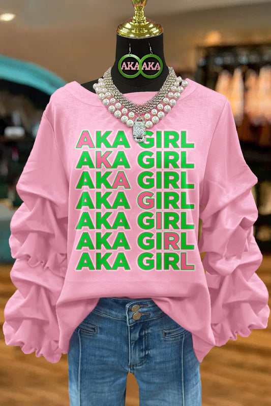 Classic Alpha Kappa Alpha Sorority Print Pleated Top