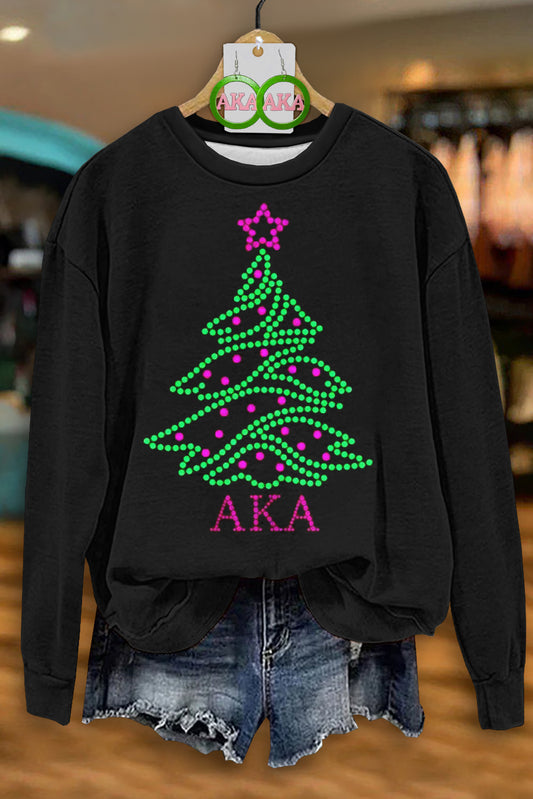 Alpha Kappa Alpha Sorority Christmas Tree Print Sweatshirt