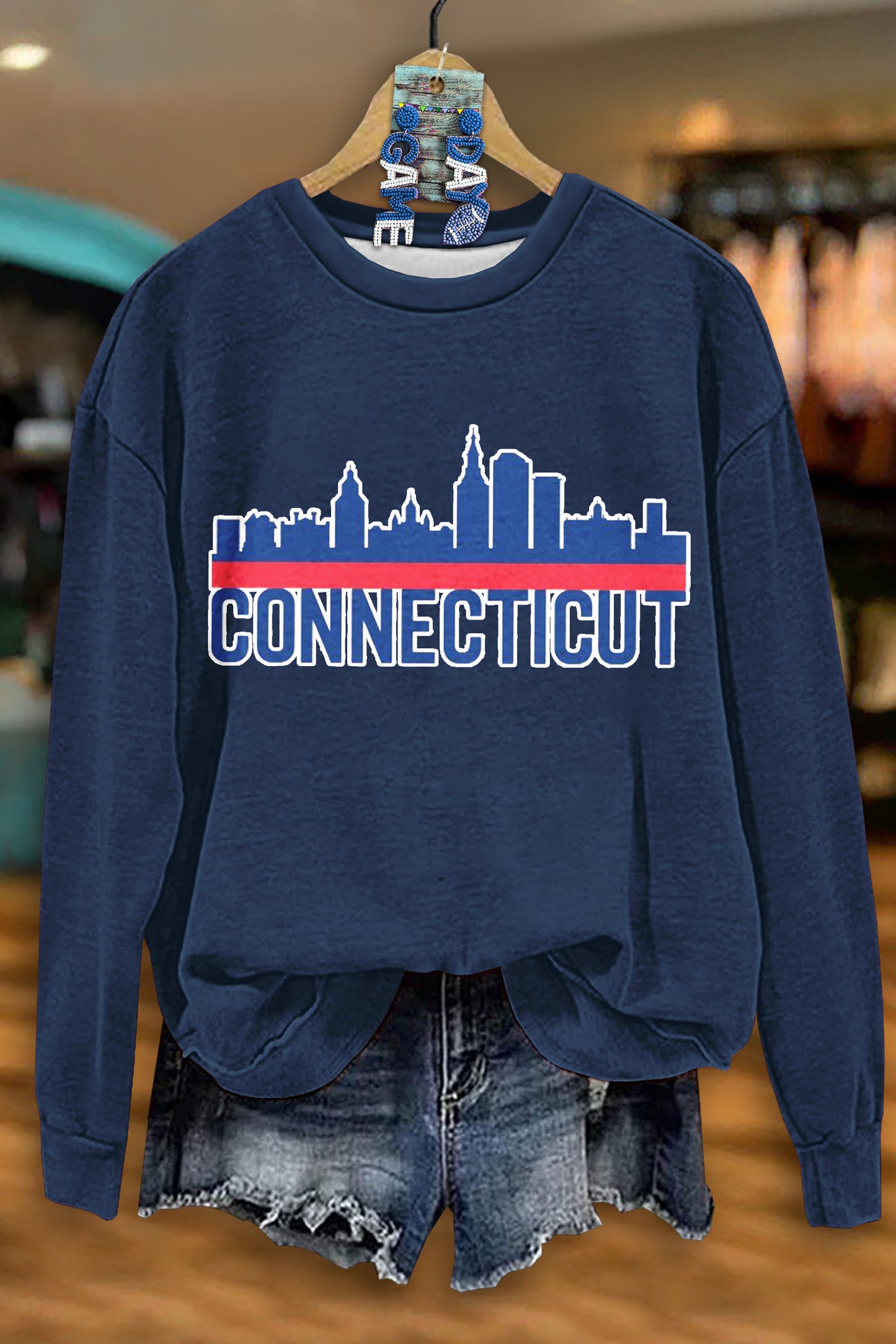 Game Day Connecticut Uconn Huskies Print Sweatshirt