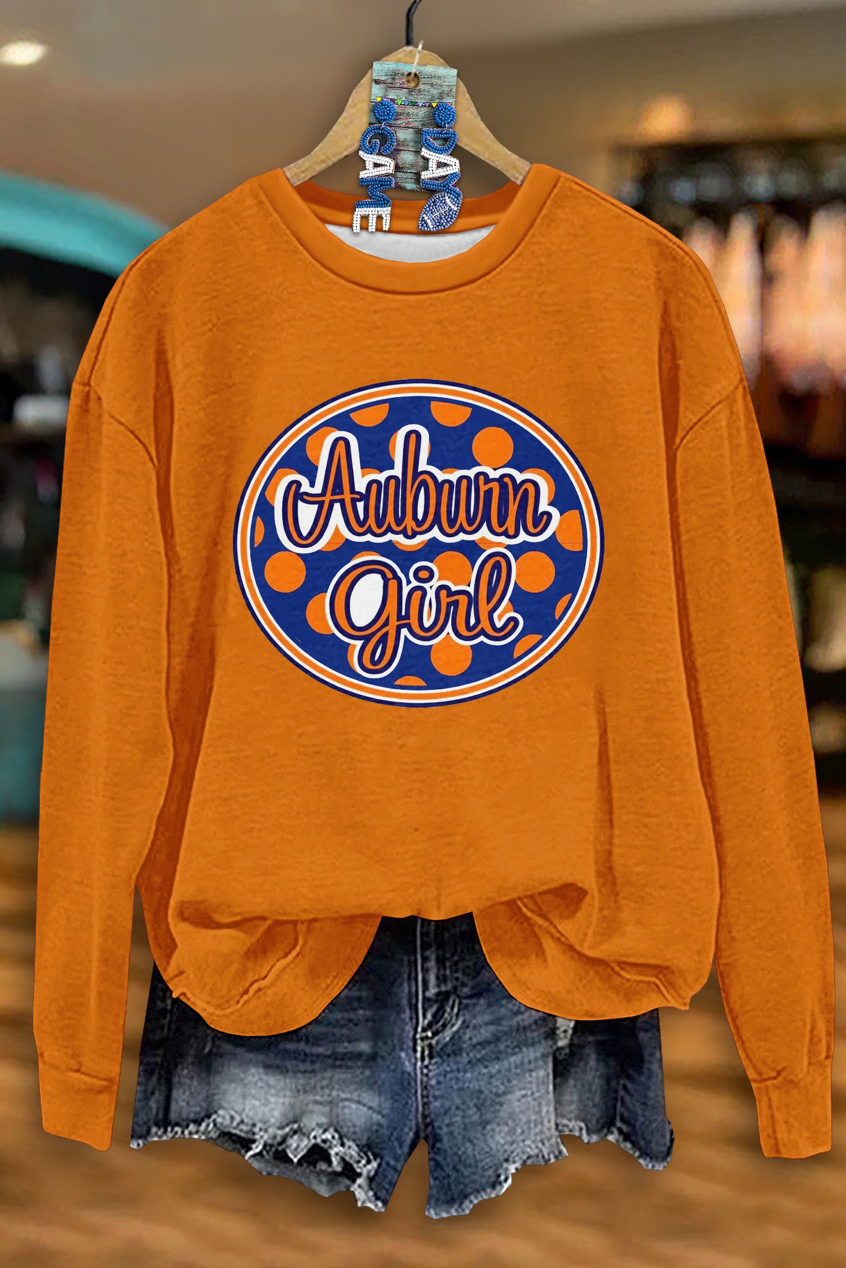 Cute Game Day Auburn Tigers Print Sweatshirt