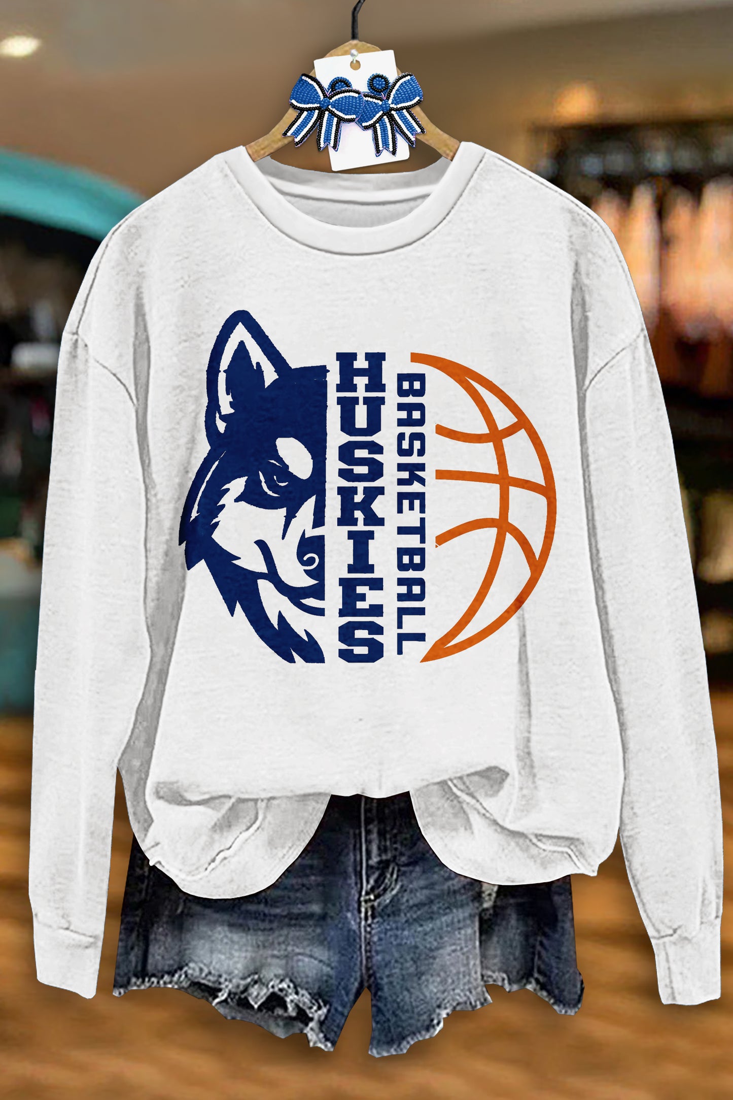 Casual UConn Huskies Basketball Game Day Sweatshirt