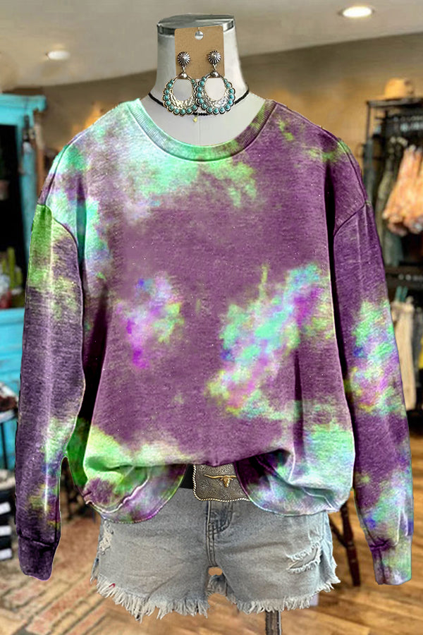 Unique Psychedelic Starry Sky Print Sweatshirt