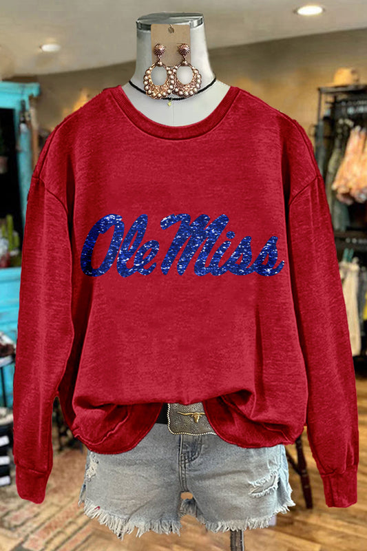 Cozy Shiny Ole Miss Print Sweatshirt