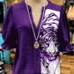 Chic Purple Tiger Print Puff Sleeve Top