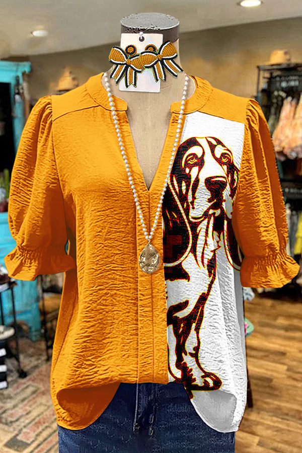 Unique Orange Gameday Tennessee Puff Sleeve Top