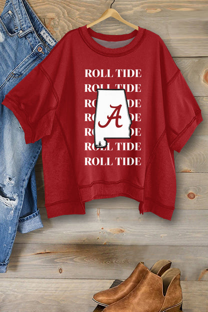 Red Black Alabama Gameday Half Sleeve Sweatshirt