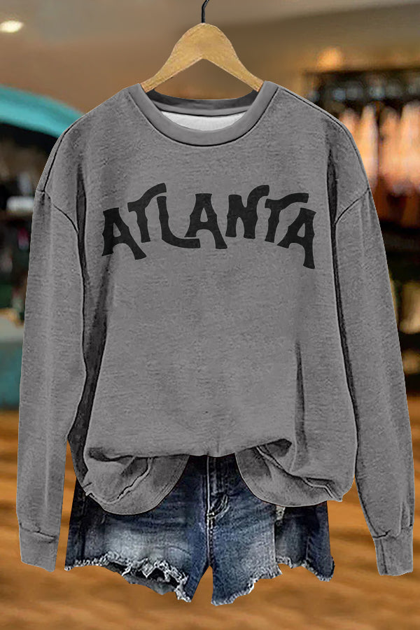 Cozy Gameday Atlanta Print Sweatshirt