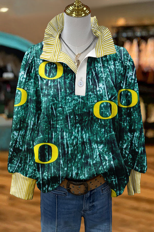 Unique Oregon Ducks Gameday Print Puff Sleeve Top