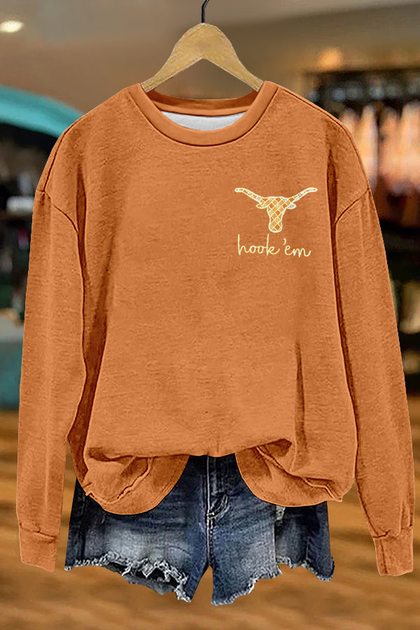 Unique Gameday Longhorns Print Sweatshirt