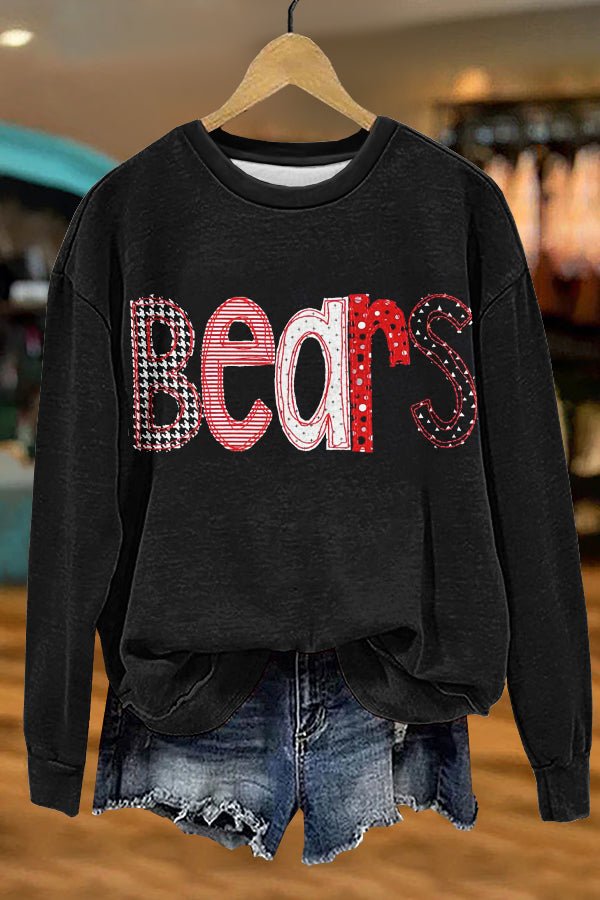 Unique Gameday Bears Print Sweatshirt