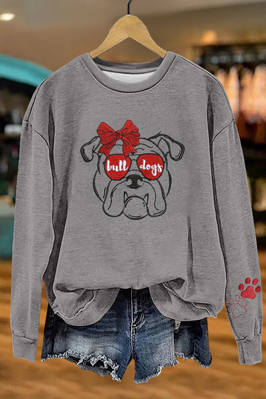 Sweet Gameday Bulldog Print Sweatshirt