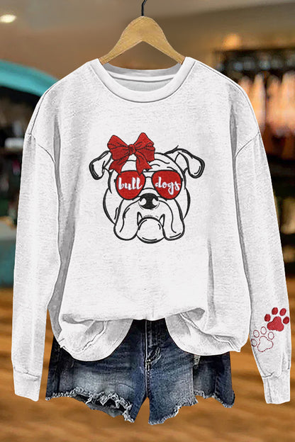 Sweet Gameday Bulldog Print Sweatshirt