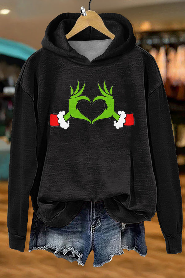 Cute Christmas Grinch Print Sweatshirt