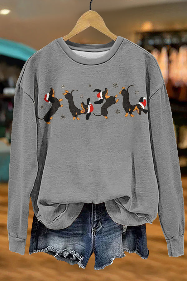 Christmas Dachshund Print Sweatshirt