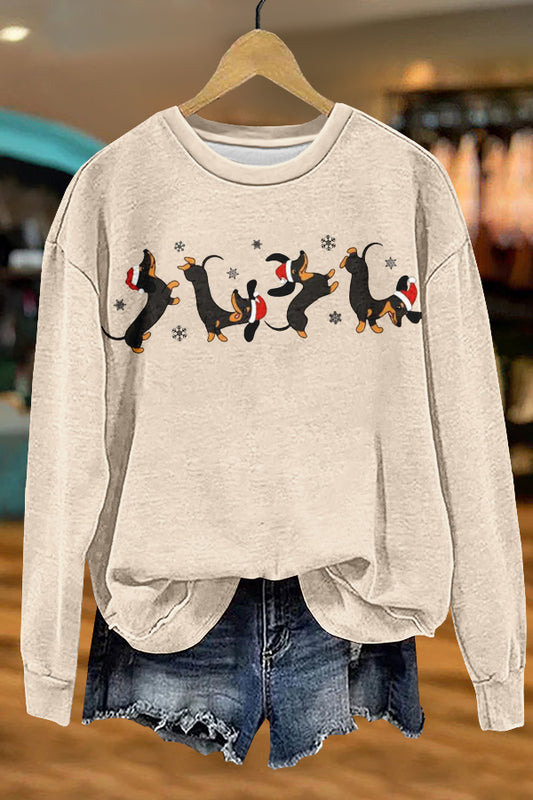 Christmas Dachshund Print Sweatshirt