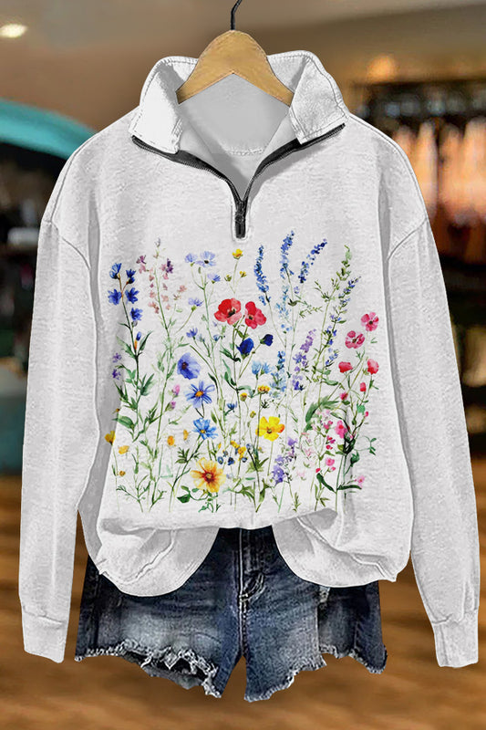 Sweet Wildflowers Print Sweatshirt