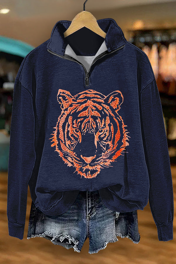 Orange Gameday Tiger Print Sweatshirt