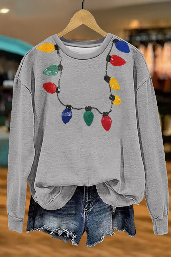 Funny Christmas Lights Print Sweatshirt