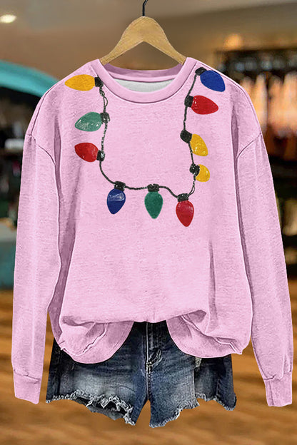 Funny Christmas Lights Print Sweatshirt