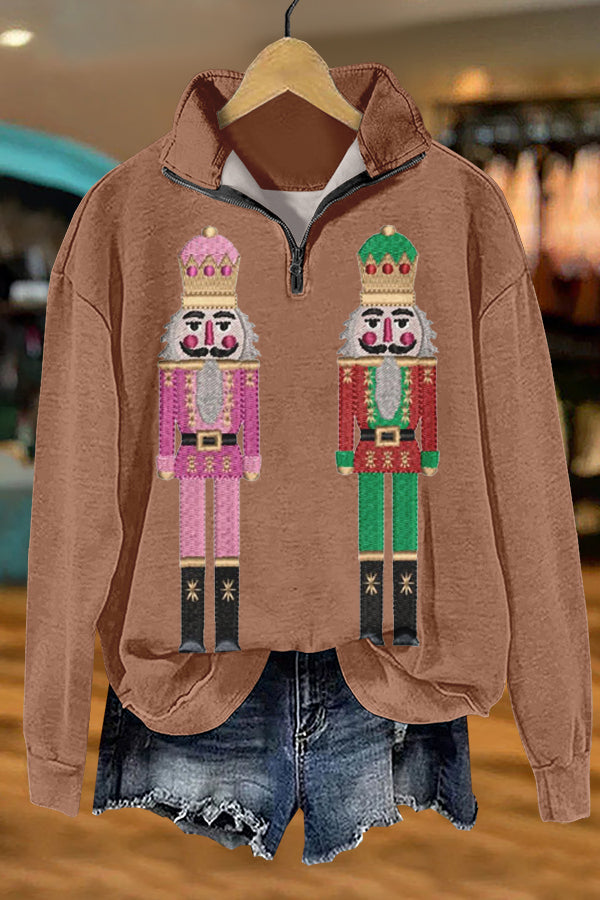 Cute Christmas Nutcracker Print Sweatshirt