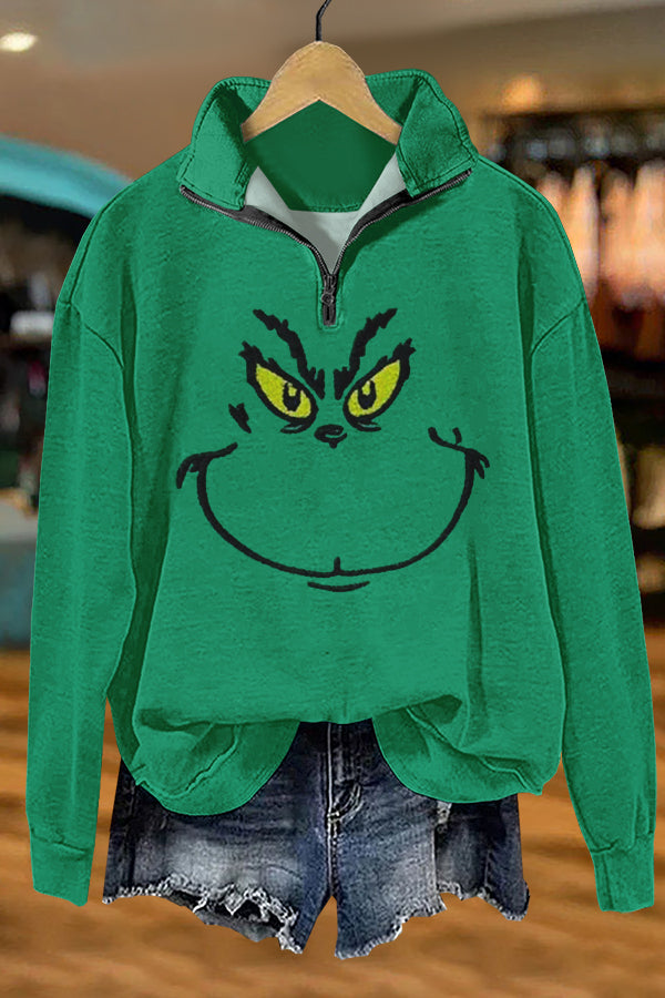 Funny Christmas Grinch Print Sweatshirt