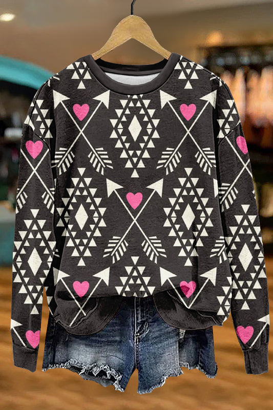 Unique Western Aztec Print Sweatshirt