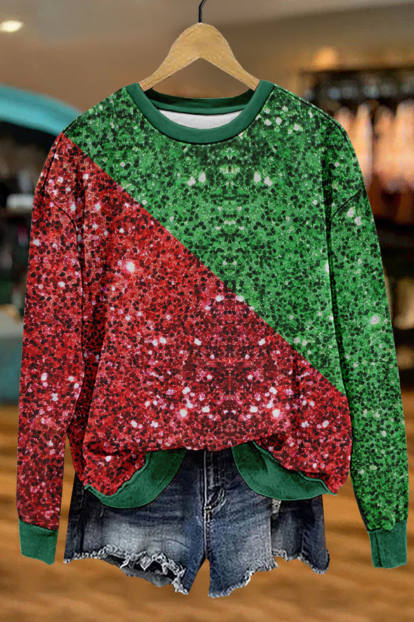 Shiny Christmas Print Sweatshirt