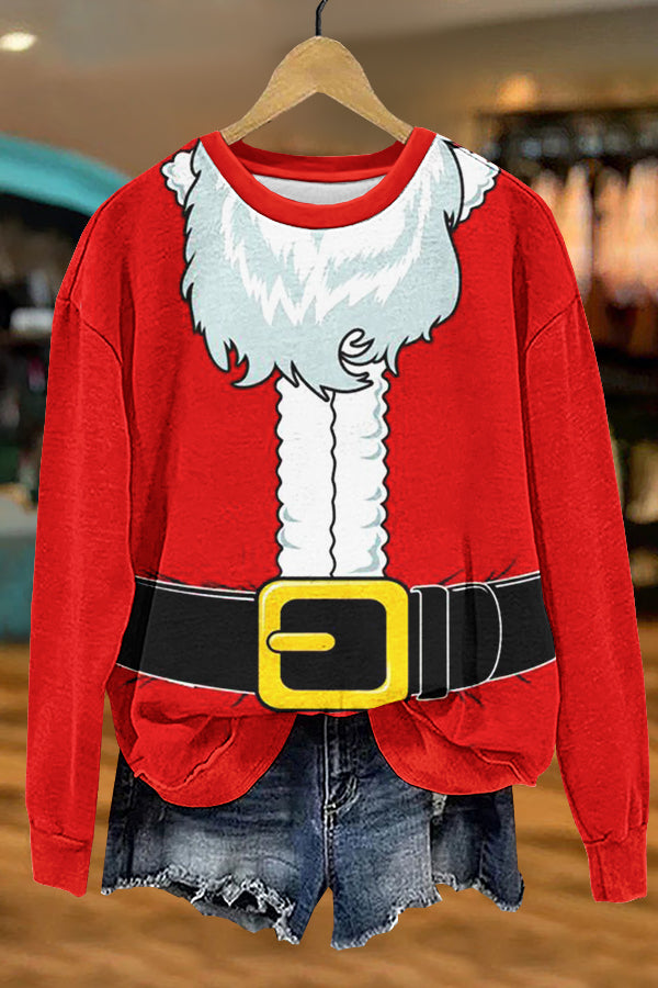 Unique Christmas Santa Claus Print Sweatshirt