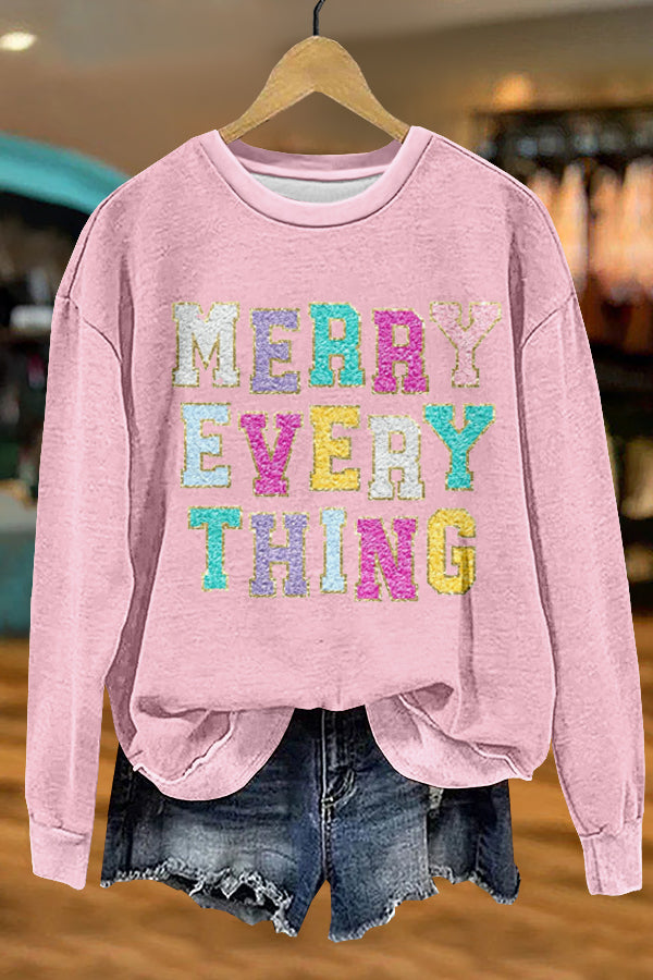 Sweet Merry Christmas Print Sweatshirt