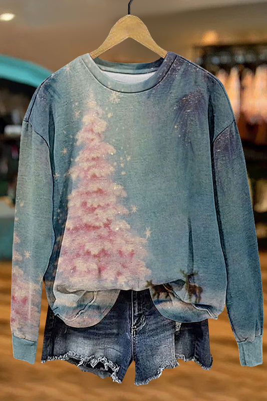 Sweet Christmas Tree Print Sweatshirt