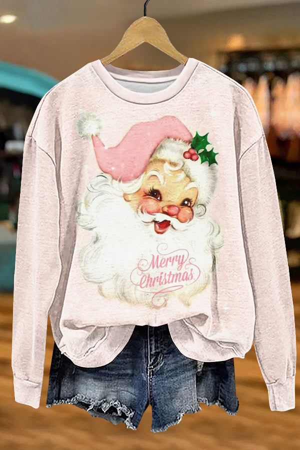 Cute Christmas Santa Claus Print Sweatshirt