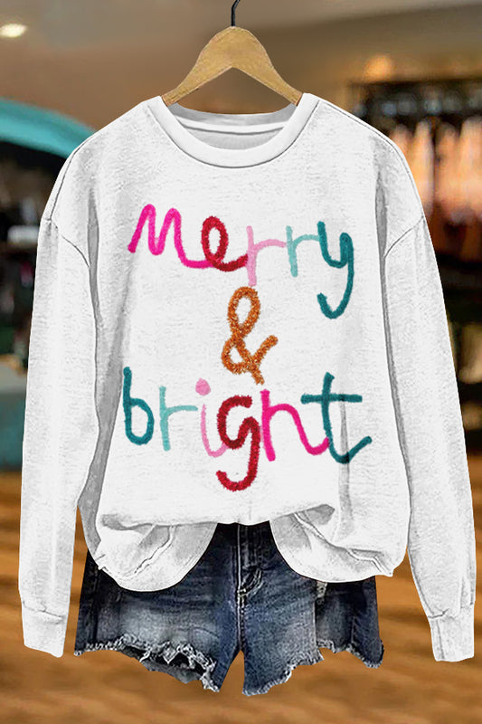 Cute Merry Christmas Print Sweatshirt