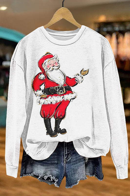 Cute Christmas Santa Claus Print Sweatshirt