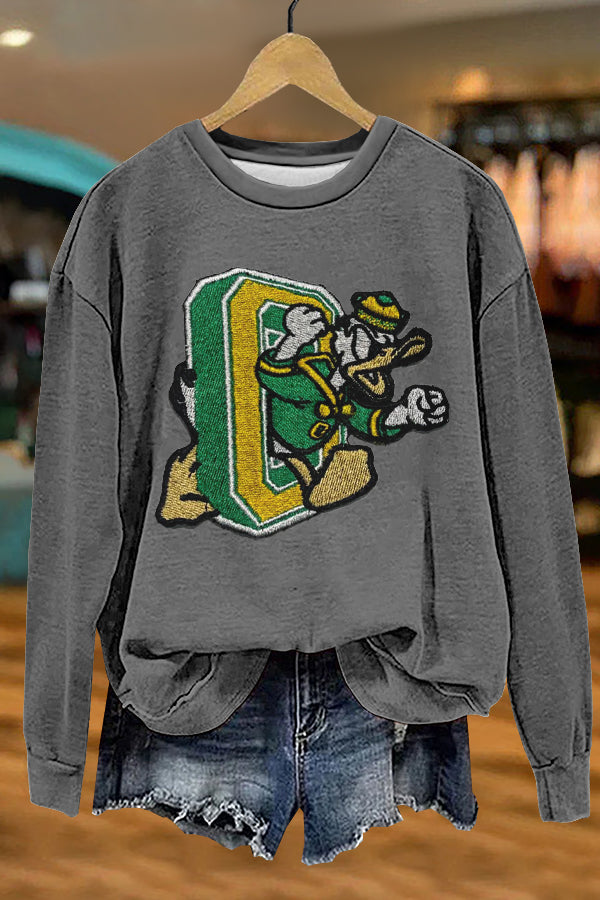 Cozy Oregon Ducks Print Sweatshirt