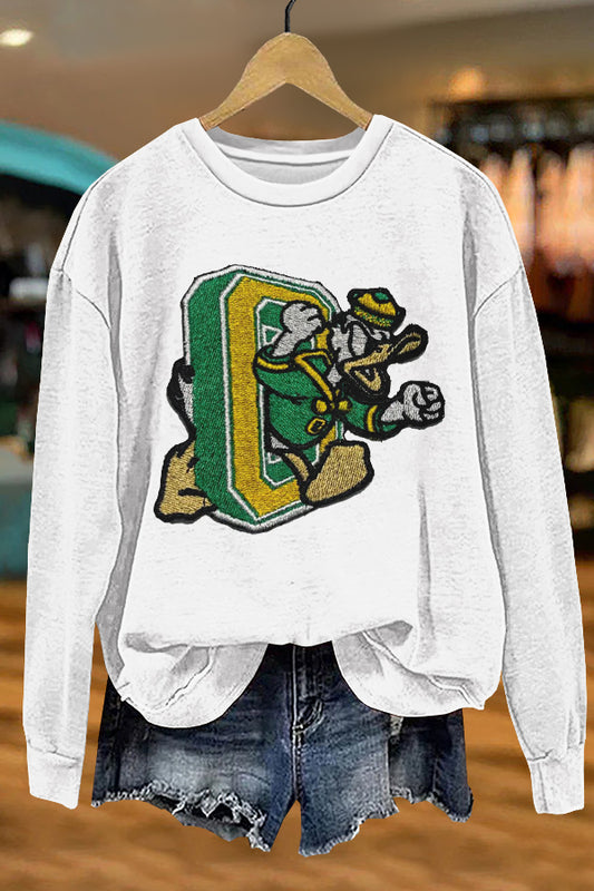 Cozy Oregon Ducks Print Sweatshirt